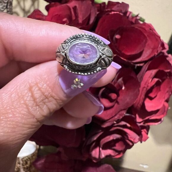 925 SU Native American Amethyst Ring Sz 5 Sterling silver - Picture 1 of 5